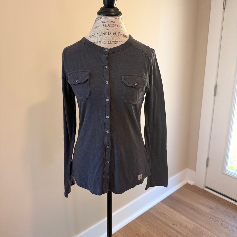 Carhartt Women's Blue Long Sleeve Button Up Shirt Size S